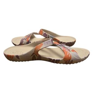 Crocs Kadee II Tropical Print Flip Flop Strappy Sandals Size 9